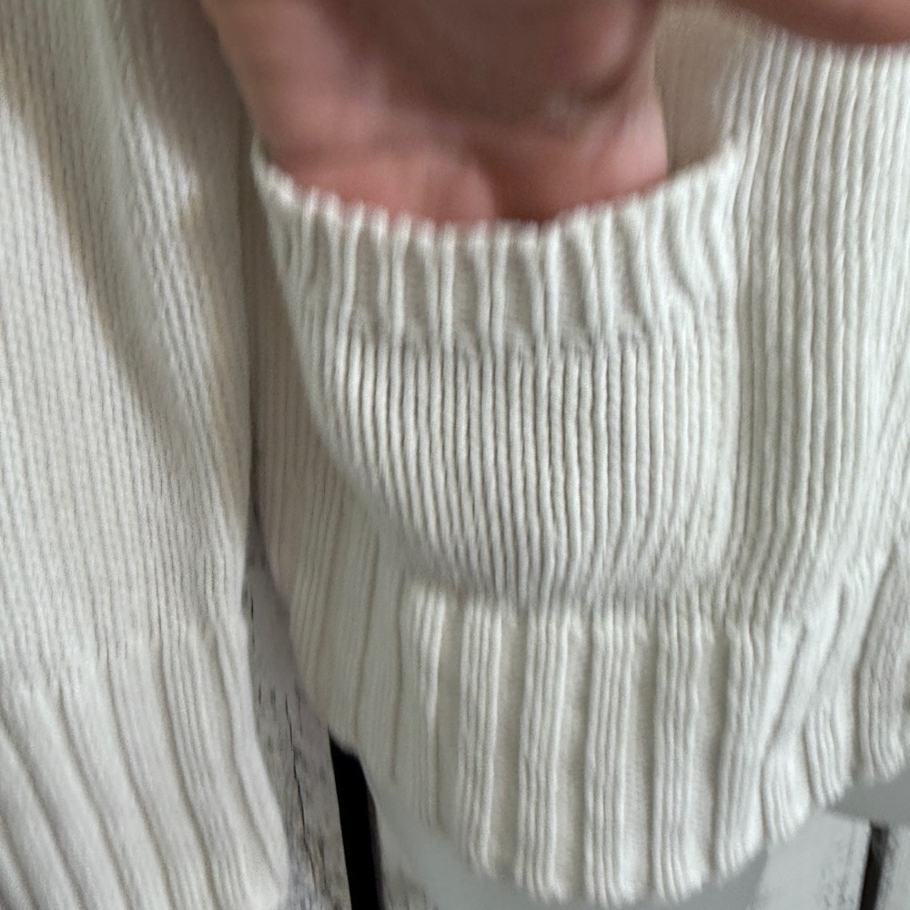 Eddie Bauer Cardigan Sweater Women M Cream White Shaker Knit Button Up Classic - Picture 4 of 11